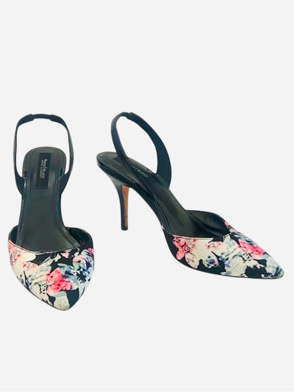 White House Black Market Elegant Floral Slingback Heels Size 8
